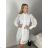 Elegant lace long sleeve women's dress (S/M/L ONE SIZE) ITALIAN FASHION IMPOC236361 S / M / L white