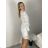 Elegant lace long sleeve women's dress (S/M/L ONE SIZE) ITALIAN FASHION IMPOC236361 S / M / L white