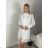 Elegant lace long sleeve women's dress (S/M/L ONE SIZE) ITALIAN FASHION IMPOC236361 S / M / L white