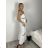 Women's Long Sleeve Leather Jacket (S/M ONE SIZE) ITALIAN FASHION IMPOC23E55302 S / M / L white