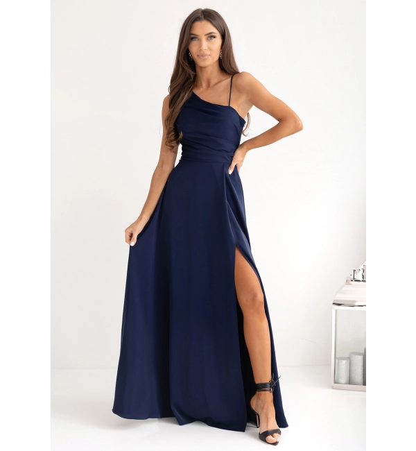 Women's Strapless Long Satin Party Dress (34-42) POLISH FASHION PMLEL24NATHALIE