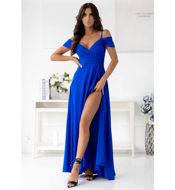 Women's Strapless Long Satin Party Dress (34-42) POLISH FASHION PMLEL24NATHALIE