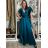 Women's Long Formal Short Sleeve Dress (36-54) POLISH FASHION PMLMR23ALICE 42 dark green