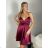 Women's elegant party long sleeve dress (S/M ONE SIZE) ITALIAN FASHION IM322282 XS/S/M wine