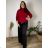 Women's Oversized Knitted Long Sleeve Sweater (S/M ONE SIZE) ITALIAN FASHION IMSN2416125  wine