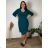 Women's short sleeve dress oversized (L-3XL) POLISH FASHION PMF20013 46 modrá petrolejová