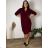 Women's short sleeve dress oversized (L-3XL) POLISH FASHION PMF20013 46 wine