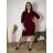 Women's short sleeve dress oversized (L-3XL) POLISH FASHION PMF20013 46 wine