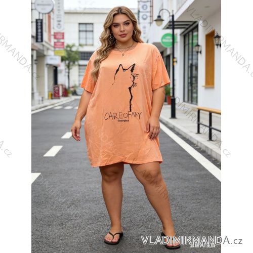 Summer dress oval short sleeve women's oversized (50/52/54 ONE SIZE) ITALIAN FASHION IM425011