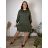 Women's elegant party long sleeve dress (S/M ONE SIZE) ITALIAN FASHION IM322282  green khaki