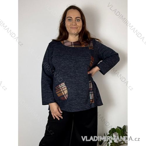 Women's Plus Size Long Sleeve Tunic (XL-4XL) POLISH FASHION PMWG23KARIN 4XL dark blue