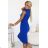 318-9 Elegant midi dress with a pretty neckline and short sleeves - cornflower blue