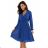 313-18 ISABELLE Elegant pleated dress with a neckline and long sleeves - cornflower blue