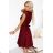 242-5 ANNA Lace dress with a neckline and flared skirt - burgundy