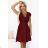 242-5 ANNA Lace dress with a neckline and flared skirt - burgundy
