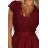 242-5 ANNA Lace dress with a neckline and flared skirt - burgundy