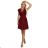 242-5 ANNA Lace dress with a neckline and flared skirt - burgundy