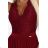 211-8 LEA long dress with a lace neckline and a leg slit - burgundy