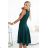 575-2 Flared dress with a spectacular longer back – bottle green