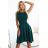575-2 Flared dress with a spectacular longer back – bottle green