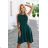 575-2 Flared dress with a spectacular longer back – bottle green
