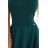 575-2 Flared dress with a spectacular longer back – bottle green