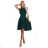 575-2 Flared dress with a spectacular longer back – bottle green