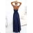 589-2 Long dress with subtle shimmer and corset back tie - navy blue with glitter