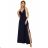 634-1 MIRA elegant maxi dress with a wrap neckline and a slit on the leg - navy blue