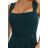 633-2 AURELIA long dress with a leg slit and a diamond neckline - bottle green