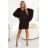 402-9 Comfortable batwing dress with long sleeves - chocolate