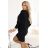 402-10 Comfortable batwing dress with long sleeves - black