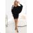 402-10 Comfortable batwing dress with long sleeves - black