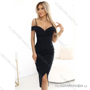 564-11 CALLIE Off-the-shoulder midi dress with a neckline - black