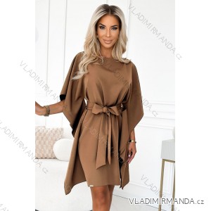 287-39 SOFIA Butterfly dress with a tie waist - cappuccino