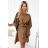 287-39 SOFIA Butterfly dress with a tie waist - cappuccino