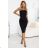 642-1 Off-the-shoulder corset midi pencil dress - black