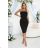 642-1 Off-the-shoulder corset midi pencil dress - black