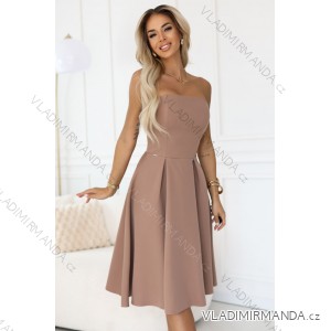 641-2 VIVIENNE corset flared midi dress for special occasions - beige