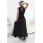 636-3 VERONICA luxurious long dress with a brocade accent and a chic cut - black