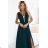 648-1 A fashionable, figure-flattering maxi dress with a leg slit - bottle green