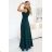 648-1 A fashionable, figure-flattering maxi dress with a leg slit - bottle green