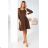 574-2 IVANA comfortable trapeze dress with a neckline and long sleeves - chocolate