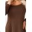 574-2 IVANA comfortable trapeze dress with a neckline and long sleeves - chocolate