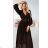 414-11 KLARA elegant pleated midi dress with a belt and neckline - chocolate