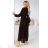 414-11 KLARA elegant pleated midi dress with a belt and neckline - chocolate