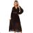 414-11 KLARA elegant pleated midi dress with a belt and neckline - chocolate