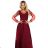 640-1 LORETTA unique long dress with tulle sleeves and neckline - burgundy