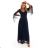 655-3 A long, shimmering dress with a neckline and transparent sleeves - navy blue