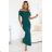 644-1 Sensual midi dress with a bow at the neckline - bottle green